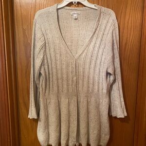 Croft & Barrow Women's Speckled/Marled Cream Cardigan Sweater